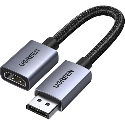 Кабель UGREEN DP133 (65982S) DisplayPort - HDMI 4K 20см. серый космос