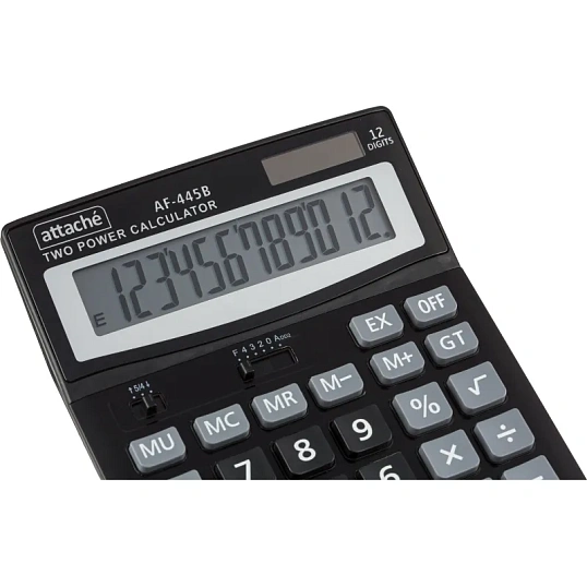 Калькулятор настольный ПОЛНОРАЗМЕРНЫЙ Attache AF-445B,12р,дв.пит,черный