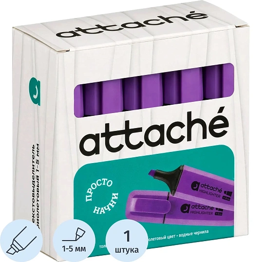 Маркер текстовыделитель Attache Palette 1-5мм фиолетовый HL6010