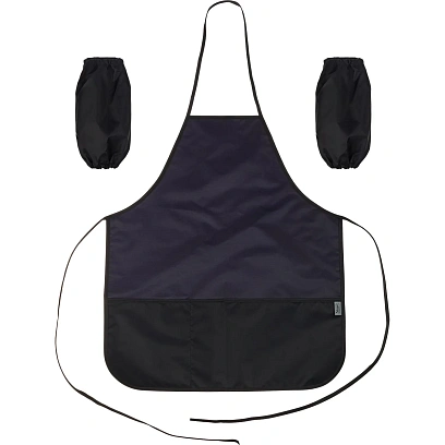 Фартук для труда Комус Класс 535x445 мм 2 кармана, нарукавн, Черный ФН 45