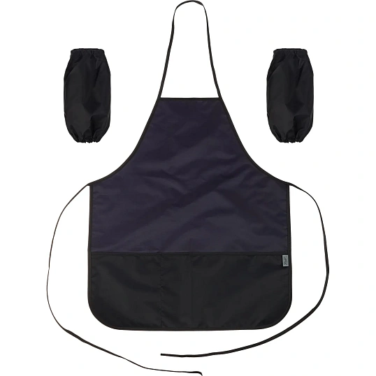 Фартук для труда Комус Класс 535x445 мм 2 кармана, нарукавн, Черный ФН 45