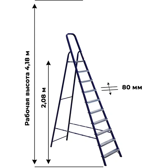 Стремянка Алюмет стальная окрашенная с алюминиевыми ступенями  10 ст. М8410