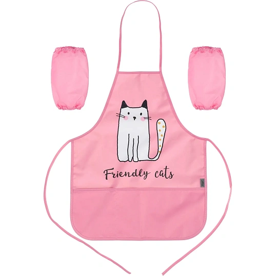Фартук для труда Комус КлассFriendly cats карман,нарукв,490x390мм,ФН61-20-2