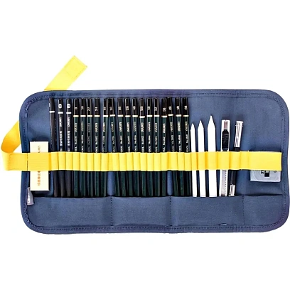 Набор карандашей чернографитовых Deli 2H-12B c угольн.каранд. 27шт 58125