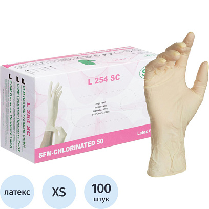 Перчатки мед. смотров. латекс. нестер. н/о текстурир. SFM (XS) 50пар/уп