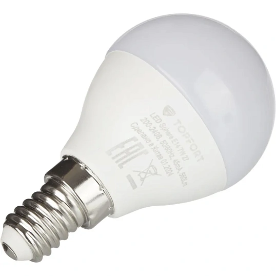 Лампа светодиодная Topfort E14 7W 2700K шар