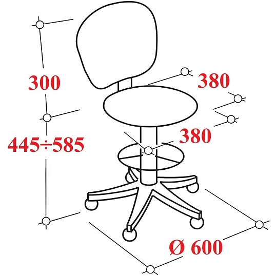 Стул лабораторный КО_РС01.00.12 (РС12-201-02-01) черный/черный, газлифт