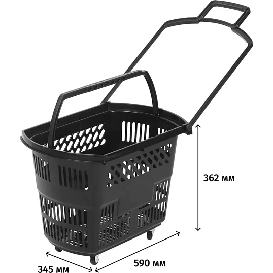 Корзина-тележка REK_Комус Мебель B35C.ECO.BL.BL 35л черная с чер.руч