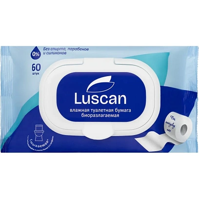 Бумага туалетная влажная Luscan 60шт/уп