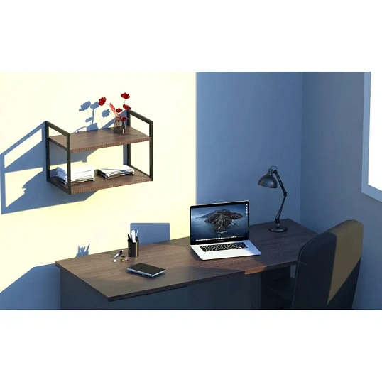 Полка TI_настен/настоль Комус Онега-6 250х450 мет чер/ЛДСП ясень анкор тем