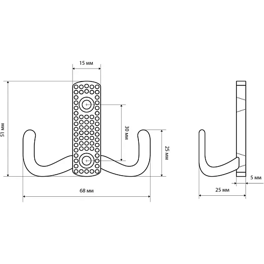Вешалка настенная УЗК Крючок двухрожковый StahlBuro 011 B CP (16125), хром