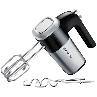 Миксер BRAYER BR1302, 800 Вт, 5 скор.реж, турбо,насад. Венчики