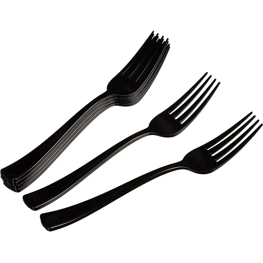 Вилка одноразовая 190мм, черная, ПС 50 шт/уп