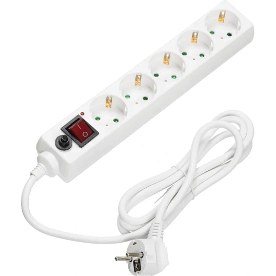 Сетевой фильтр BigTech CD5-1,8W15 (5р/1,8м/16А/3680 Вт 1,5мм белый)