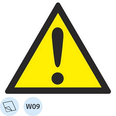 Знак безопасности W09 Внимание.Опасность(пр.опас-ти),пленка 200х200 10шт/уп