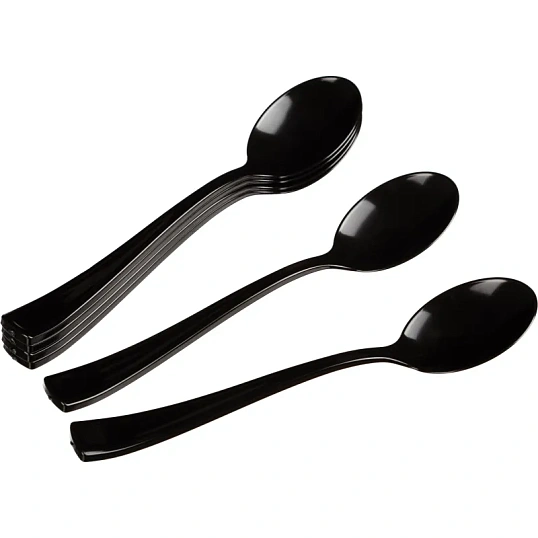 Ложка одноразовая столовая  175мм, черная , ПС 50 шт/уп