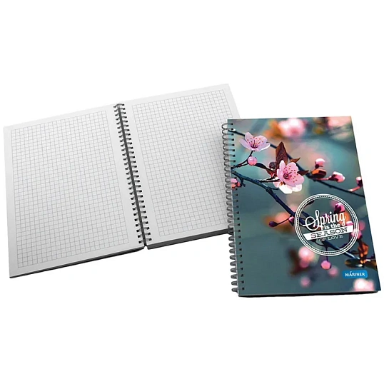 Бизнес-тетрадь Spring А5,120л, клетка, Mariner на спирали, 0018