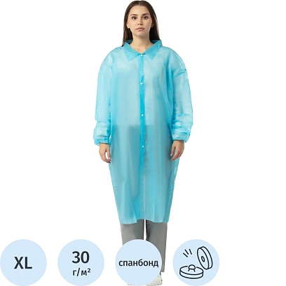 Халат однораз. д/посетителя на кнопках,голубой,XL,6514,1шт/уп,ПС