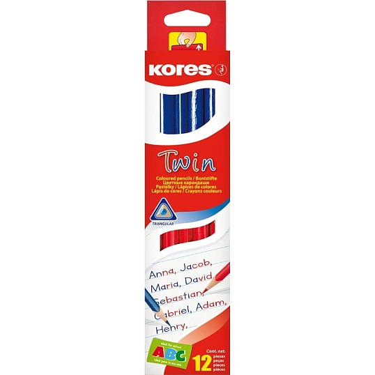 Карандаши цветные 2цв 3-гран,двустор Kores 94871.01