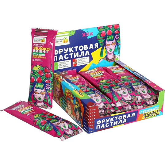 Пастила Фрутилад Фруктовая яблочная с вишней, 30гx12шт/уп