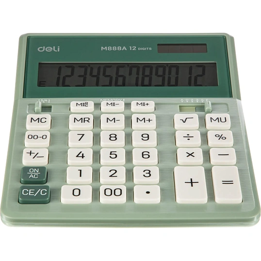 Калькулятор настольный Deli полноразм. EM888A, 12-ти разряд., мятн/бел