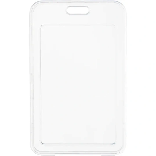 Бейдж Deli вертик.54x86 мм,жест.,держат,замок на кноп+рулетка и тесьма,роз