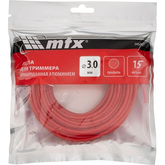 Леска для триммера армированная алюминием MTX круглая 3,0 мм х 15 м (96887)