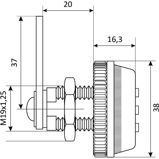 Замок врезной меб_УЗК Стандарт ЗМК 090-20ММ ЦАМ хром(код.врез/кр.гайка/2кл)