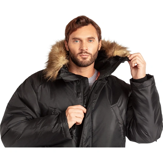 Куртка зимняя муж Аляска з66-КУ удлиненная черн (р.60-62)170-176