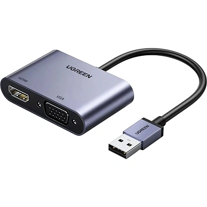 Адаптер UGREEN CM449 (20518) USB 3.0 to HDMI+VGA Card 1080P серый