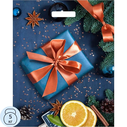 Пакет вырубной  Подарок с апельсинами 47,5х39/60 мкм н00246230 НГ