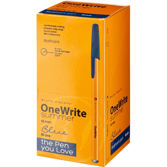 Ручка шариковая неавтомат. OneWrite Summer 1,0мм,лин.0,7мм,син,20-0325/07