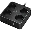 Сетевой фильтр Cablexpert Plate 4р/2м, 10А, 2xUSB, черный(PLT-4-C2U2-B-2)