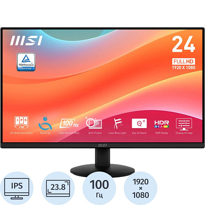Монитор MSI 23,8 PRO MP242L Black,IPS,1920x1080 100Hz, HDMI, DP, Tilt