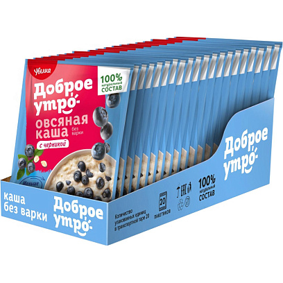 Каша Увелка овсяная с черникой 40гх20шт/уп