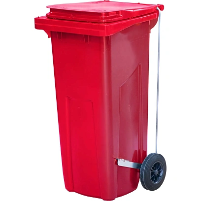 Контейнер-бак мусорный 120л с педальным приводом Г-образ красный МКТ 120 ПГ