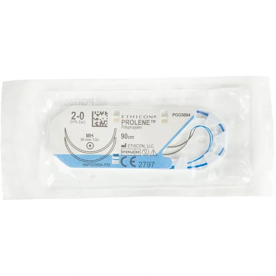 Шовный материал ПРОЛЕН 2/0, 90см, син, кол.36 ммх2, 1/2, PGG5694H, 36шт/уп