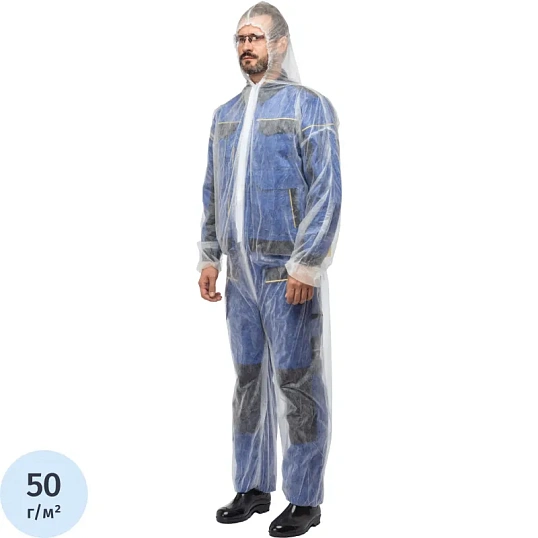 Комбинезон одноразовый Каспер 50 гр/м2 ламинированный белый р-р 4XL 1 шт/уп
