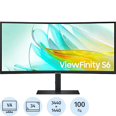 Монитор Samsung 34 LS34C650UAIXCI 1000R, 21:9/VA/UHD/100Гц/HDMI/DP/HAS