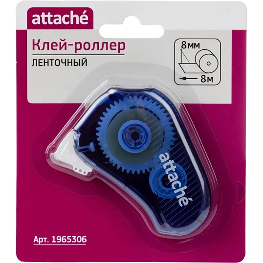Клей-роллер ленточный Attache 8мм х 8м синий прозрачный корпус TG-G542