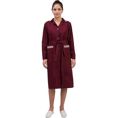 Халат для горничных и уборщиц у01-ХЛ дл.рукав бордо(р.56-58) 158-164
