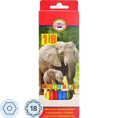Карандаши цветные KOH-I-NOOR ЖИВОТНЫЕ 18 цв. 3553/18 8 KS