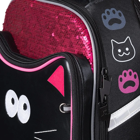 Ранец Комус Класс Stright Котэ Сама по себе, черный, 2 отд, эргоном. Спинка