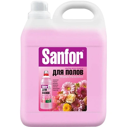 Средство для мытья пола SANFOR Ультра Блеск, Цветочный фреш, 5 л