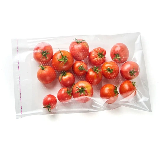 Пакет БОПП 250x350мм+40мм клапан со скотчем 30мкм с перфорацией 100 шт/уп