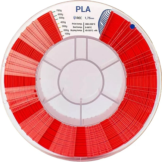 Катушка PLA пластик REC 1.75мм красный