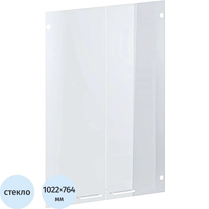 Двери стекл. Комус Мебель К-Loft 2шт. 241H007 764х4х1022 с белой ручкой