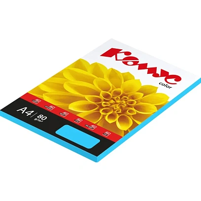 Бумага цветная Комус Color (голубой интенсив), 80г, А4, 100 л.