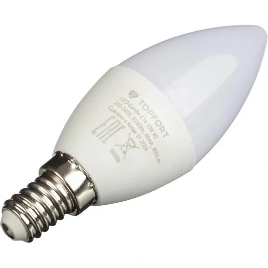 Лампа светодиодная Topfort E14 10W 4000K свеча