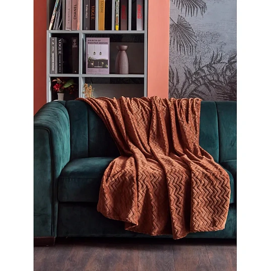 Плед микрофибра Luscan, фактура кофейный 150x200